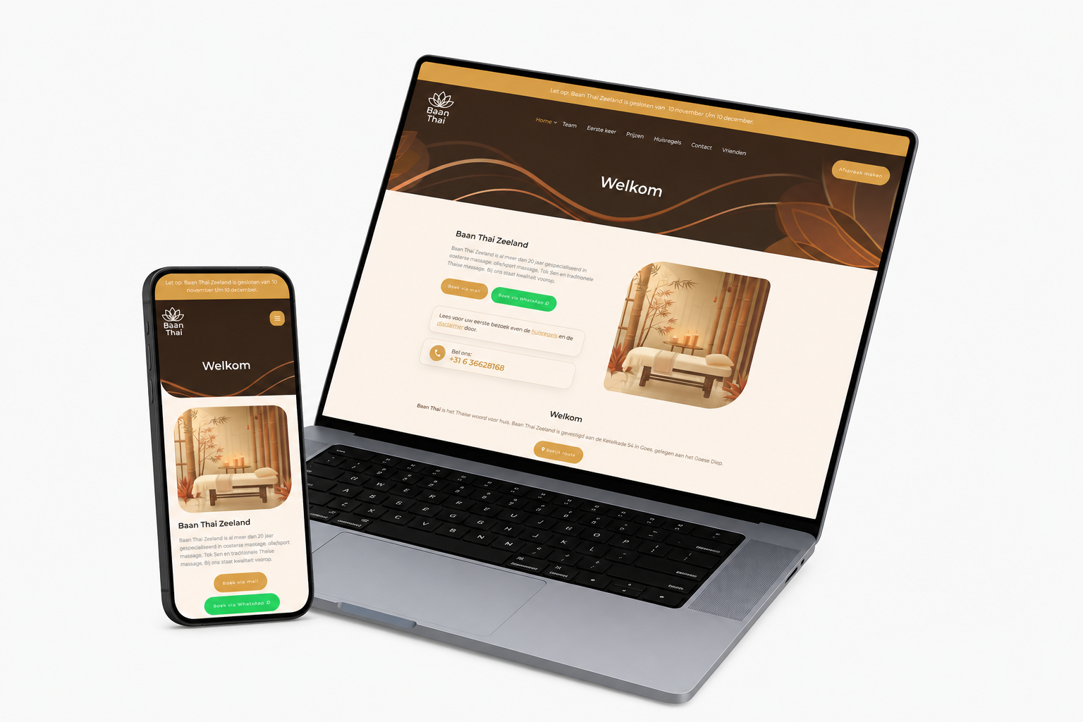 Baan Thai Zeeland website mockup